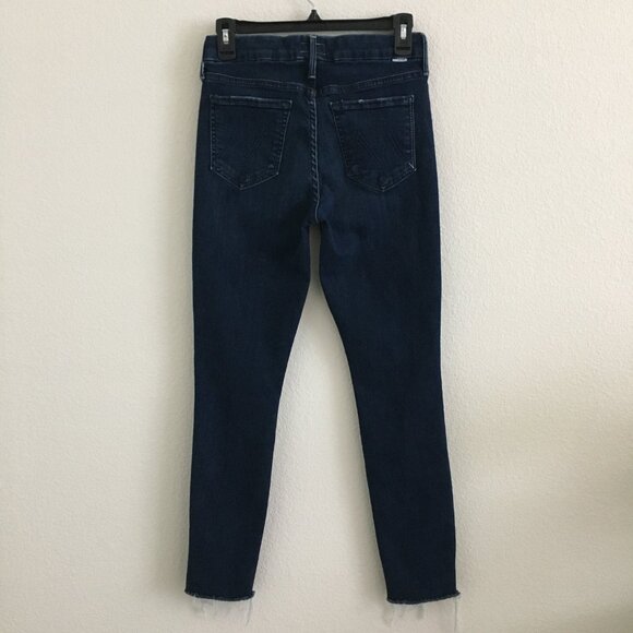 Mother Jean Womens 27 Skinny The Looker Ankle Fray Invitation Only Dark Blue - Picture 9 of 15